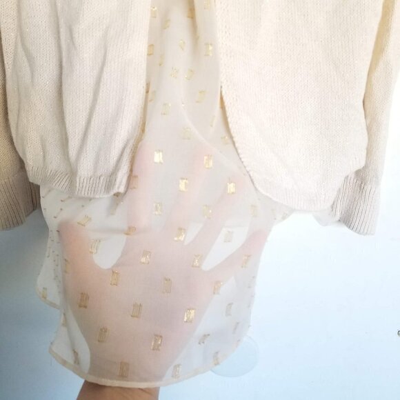 Lucky Brand Layer Look Split Back Knit Sweater Sm - Picture 10 of 14